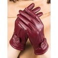 thumbnail image 4 of BadPiggies Winter PU Leather Gloves for Women, Waterproof Driving Dress Gloves with Fleece Lined Thermal Warm (Red), 4 of 6