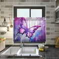 thumbnail image 5 of Coolnut 36 Inch Length Kitchen Curtains Purple Abstract Butterfly 2 Panels Half Window Sheer Curtains Rod Pocket Farmhouse Short Drapes for Bathroom Cafe Basement Home Decor, 5 of 6