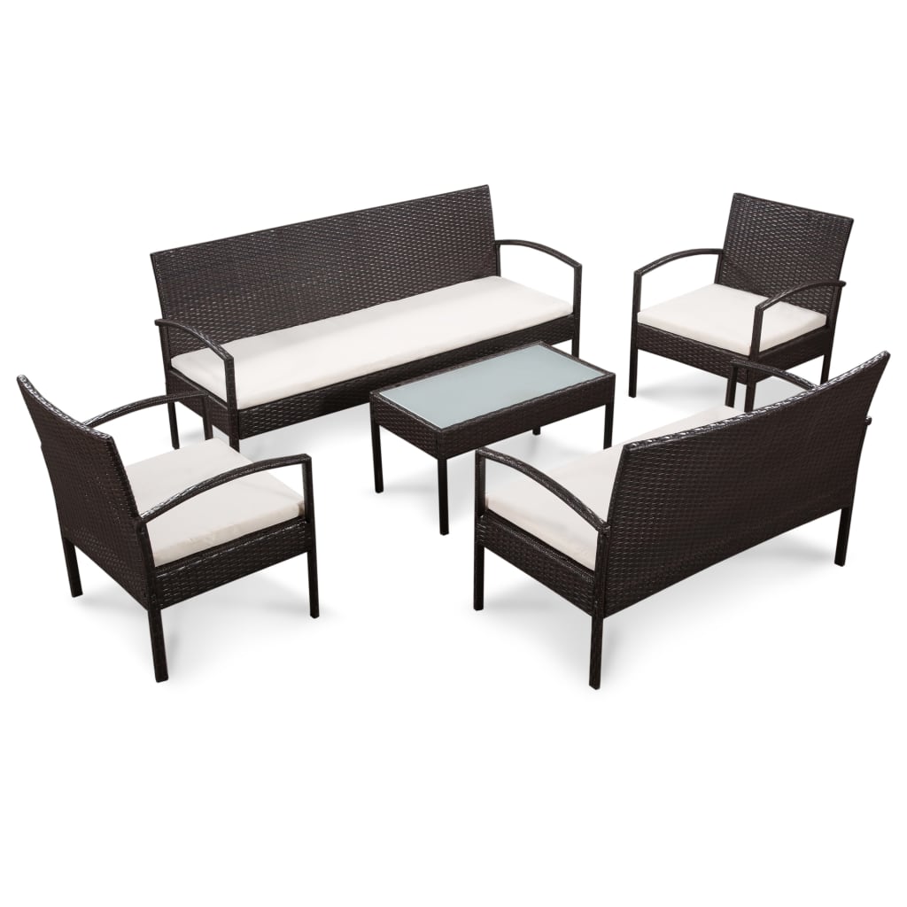 vidaXL Patio Furniture Set 5 Piece Outdoor Sofa with Coffee Table Poly Rattan - image 2 of 3