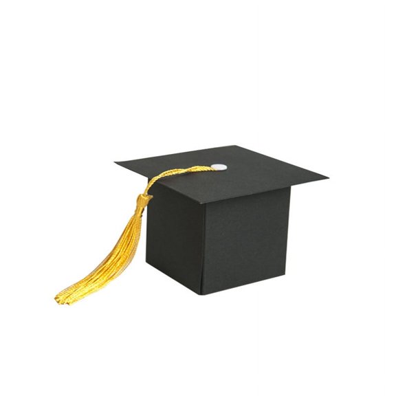 5Pcs Graduation Candy Box Graduation Decorations Party Gift Boxes Graduate Cap Box Candy Chocolate Cookie Supplies for Ceremony Party, Black
