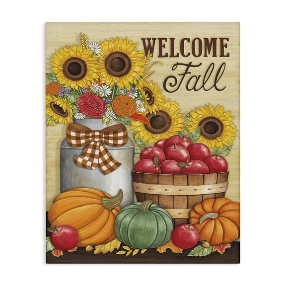 Stupell Industries Farmhouse Fall Harvest Welcome Phrase Canvas Art, 16 x 20, by Deb Strain