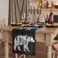 thumbnail image 2 of Black White Bear 72 Inch Table Runner, Farmhouse Country Vintage Wood Grain Farmhouse Dresser Scarf Cotton & Linen Tablerunner for Dining/Kitchen Island/Holiday Party Décor 13" x 72", 2 of 9