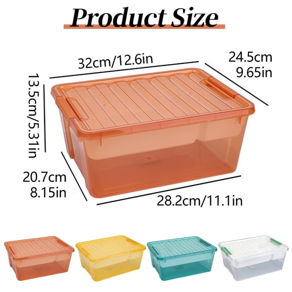 AQITTI Clear Plastic Storage Bins with Lids, 8.5 Quart Heavy-Duty Organizing Containers with Removable 4-Compartment Tray for Books, Clothes, Tools, Crafts & Sewing Supplies Red