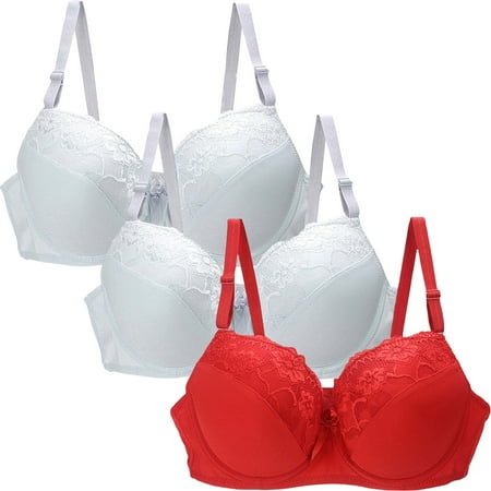 DondPO Bras for Women Women s Underwear 34/75 36/80 38/85 40/90 42/95 44/100 BCDE Cup Bra Sexy Lace Bra for Women Lingerie Plus Size Womens Wireless Bras Minimizer Bras For Women White 80C Clearance