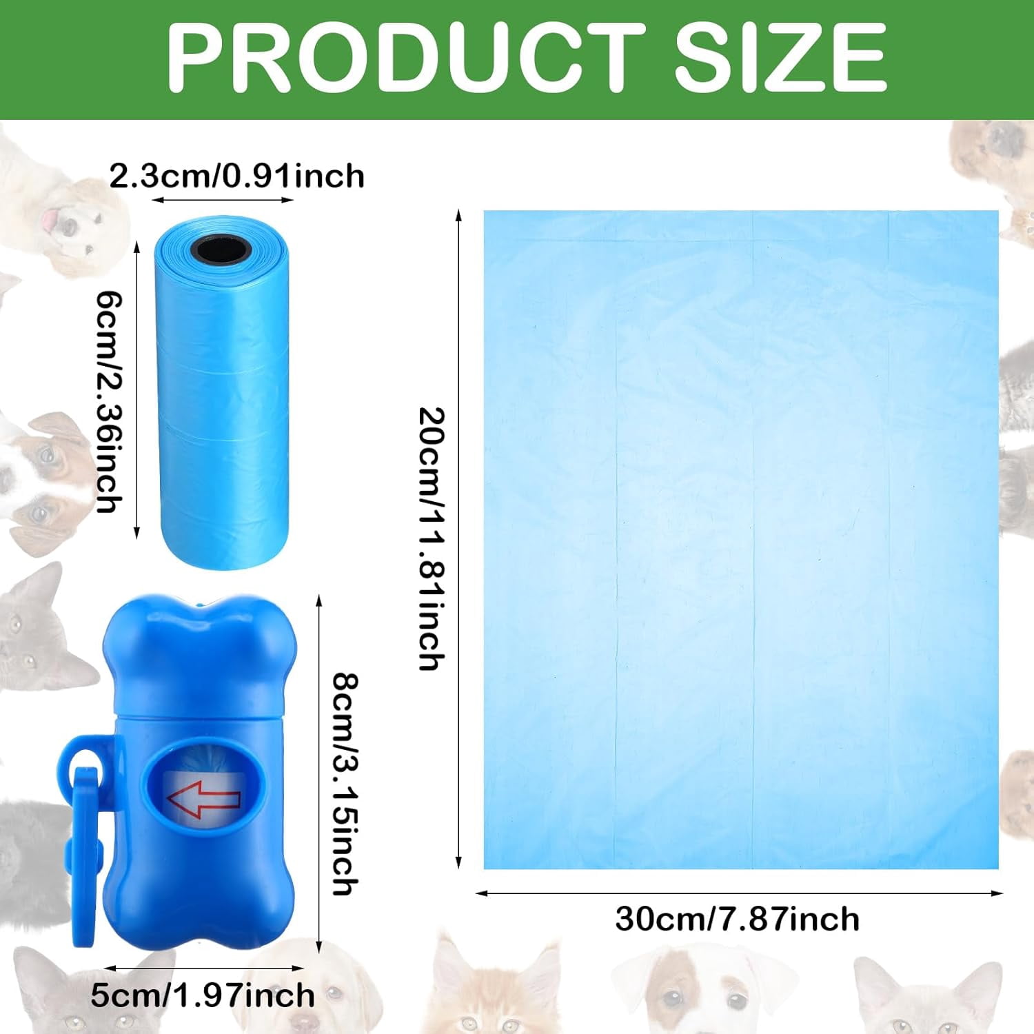 192 Sets Dog Poop Waste Bags with Dispenser Bulk Pet Waste Disposal Puppy Pet Supplies for Walking Travel Outdoor Odorless Leakproof