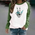 thumbnail image 2 of aohooy Halloween Womens Shirt Raglan Long Sleeve Crewneck Sweatshirt Funny Ghost Print Tops Vintgae Festival Clothes Gift Green,XL, 2 of 8