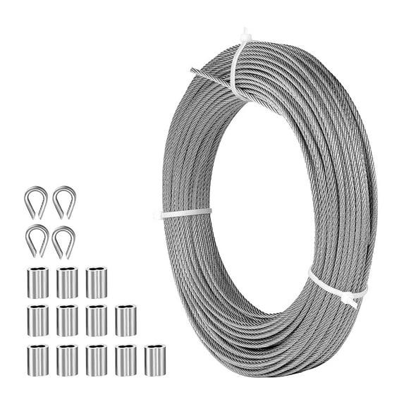 Wire Rope, 1/8" Cable Wire Rope, 165FT T316 Stainless Steel Cable Wire with 7x7 Strand Core, Marine-Grade Corrosion Protection, for Deck Railing Kit DIY Balustrades Clothesline etc