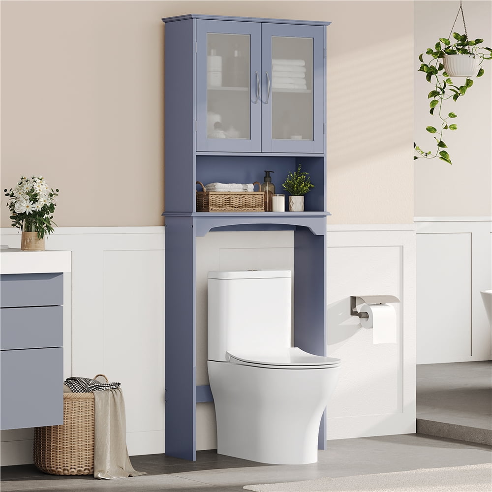 Yaheetech Free-Standing over-the-Toilet Storage Cabinet Shelf for Bathroom, Gray