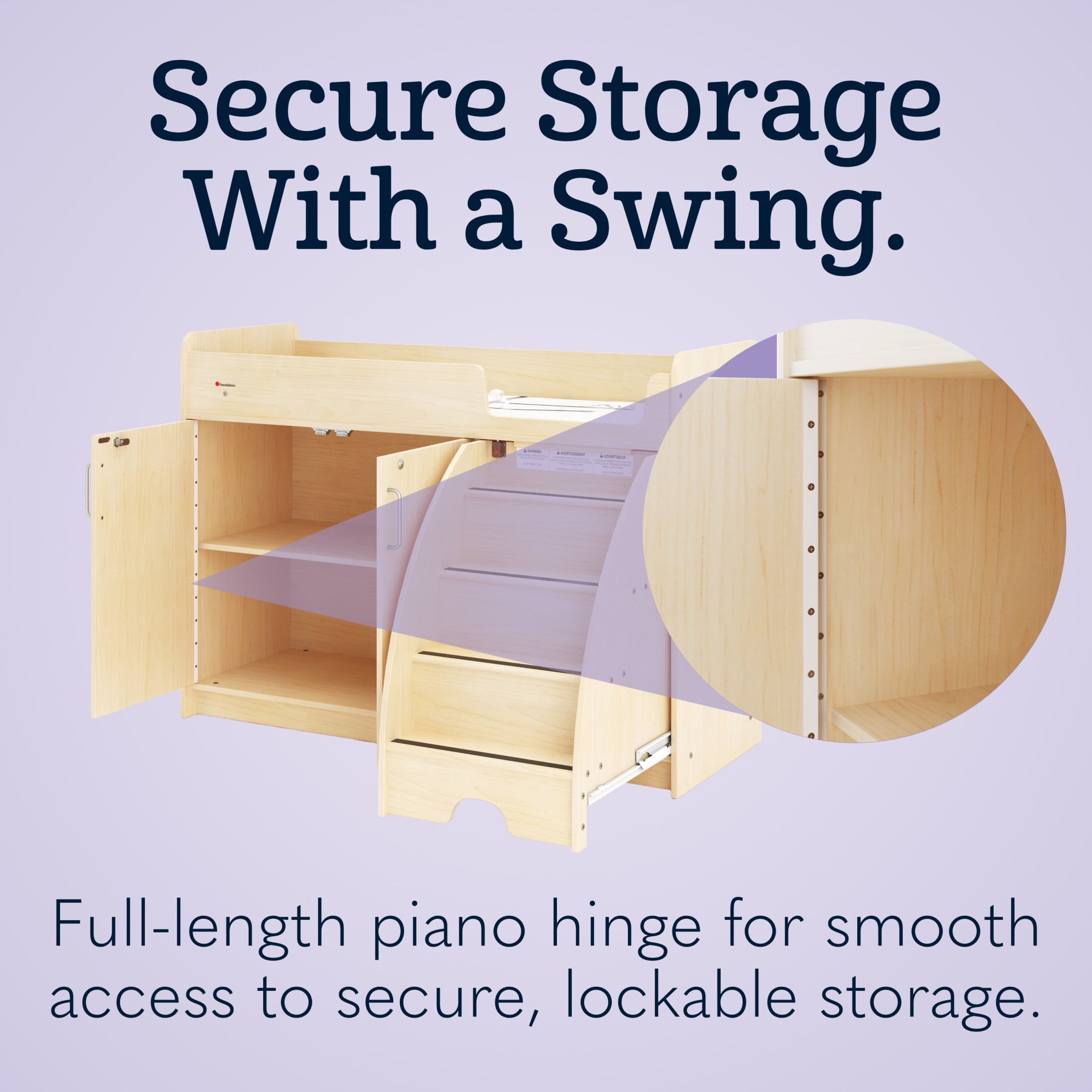 SafeStep Changing Table with Right Stairs - Durable Wood Changing Table for Childcare
