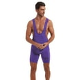 thumbnail image 5 of SOOMLON Men's Wrestling Singlets Athletic Supporters Slim Fit Sport Bodysuit Sleeveless Active Leotard Jumpsuits Body Shaping Underwear High Waist Wrestling Clothes Sports Training Clothes Purple M, 5 of 9