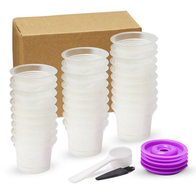50 Disposable K Cups Filters With 5 Reusable Lids Compatible For Keurig 2.01.0 Coffee Maker