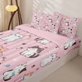thumbnail image 3 of Erosebridal Cute Teacup Cat Zipper Twin Comforter Sets with Fitted Sheet and 2 Pillowcases,Kawaii Kitten Paw Zipper Bedding Set For Girls,Pink Reversible,4 Pieces, 3 of 7