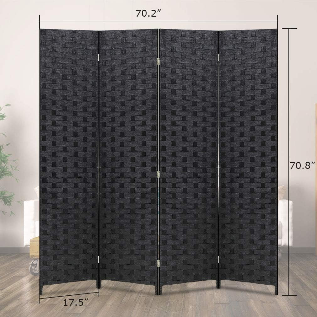 Room Dividers Folding Screens Privacy Screen Room Panel 4 Panel Partition Wall Tall Room Divider for Living Room Bedroom Study Portable Room Seperating Home Furniture Wall Dividers, Black