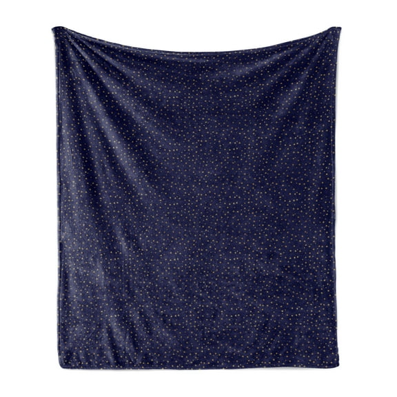 Dark Blue Soft Flannel Fleece Throw Blanket, Minimalistic Abstract Stars on Open Night Sky Painted Picture, Cozy Plush for Indoor and Outdoor Use, 50" x 70", Dark Blue Navy Blue, by Ambesonne