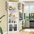 thumbnail image 4 of 67" Corner Cabinet with LED Lights, Tall Corner Storage Cabinet with Glass Doors & Shelves, Freestanding Corner Hutch Cabinet for Living Room, Kitchen, Bathroom, Dinning Room, White, 4 of 7