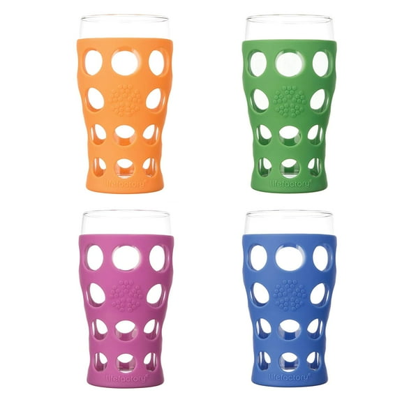 Lifefactory LF340400C4 20oz BPA-Free Glassware with Silicone Sleeve-Multi-Color