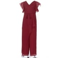 thumbnail image 5 of Jowowha Kids Girls Ruffled Wide Leg Maxi Summer Jumpsuit Playsuit Chiffon Party Rompers Overalls Burgundy 8, 5 of 7