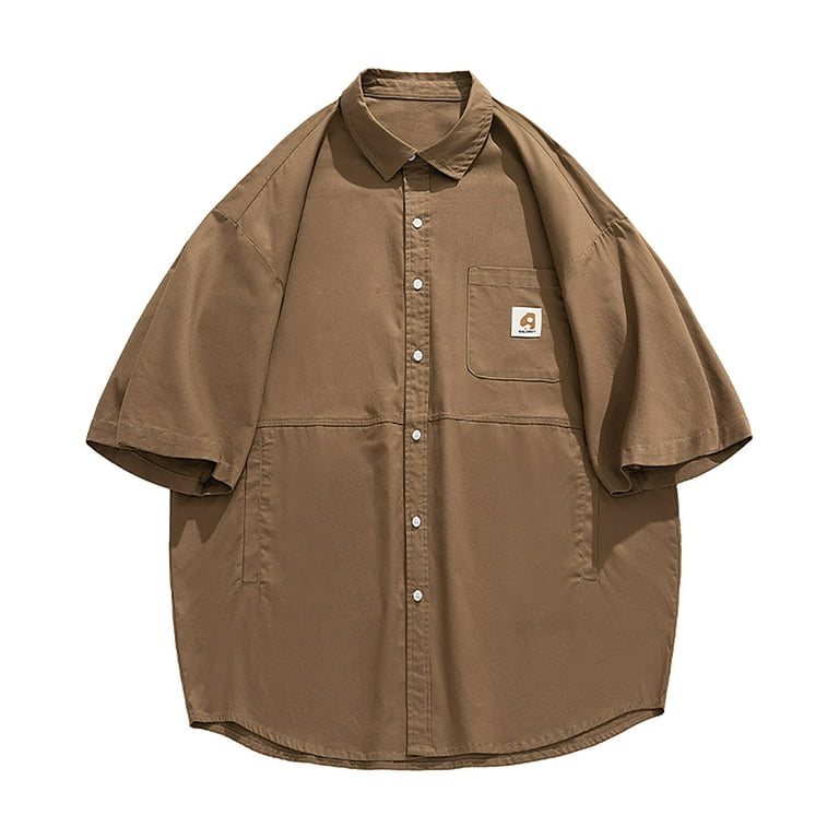 B91Xz Mens Dress Shirts Workwear Short Sleeved Shirt Men's Spring