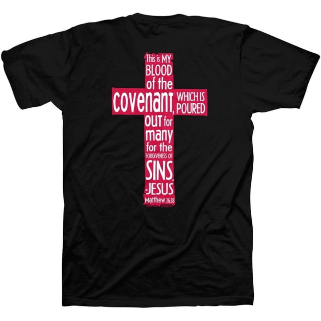 T-Shirt Graphique à Manches Courtes Col Rond Unisexe en Coton Noir avec Croix de Donneur de Sang