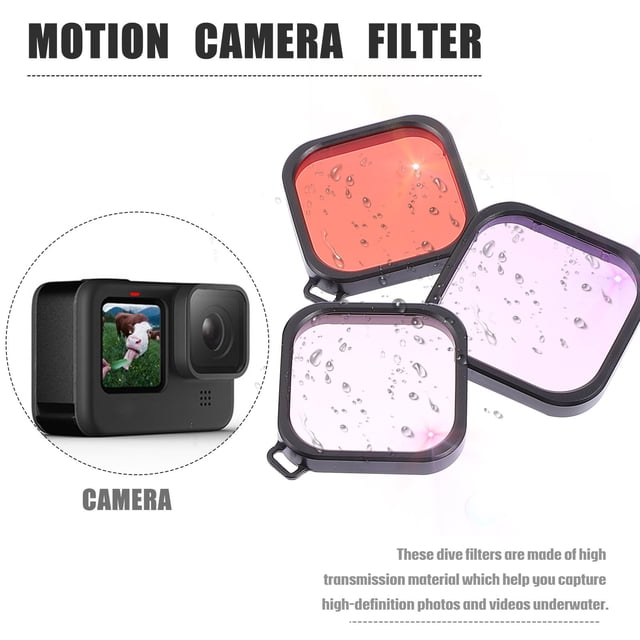 AURARMLET 3Pcs Plastic Diving Lens Filter with Waterproof Protective Case for Camera Use