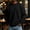 Black, variant on Mens Sweatshirt Long Sleeve Crew Neck Fleece Lined Sweatshirt Solid Tone Loose Fit Warm Outdoor Top L