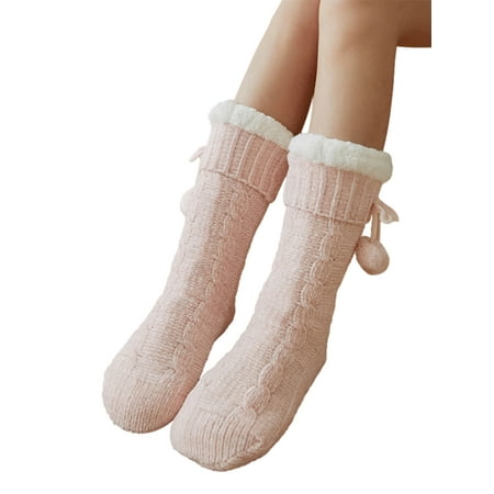 

Gwiyeopda Xmas Fuzzy Slipper Fluffy Socks for Women Teen Girls Warm Cabin Winter Fleece Socks