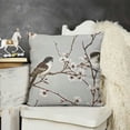 thumbnail image 2 of SHANXI Throw Pillow Cover Brown Bird on The Branches Capped Chickadee Gray Vintage Watercolor Style Decorative Cushion Case Home Decor Square  24x24in, 2 of 5