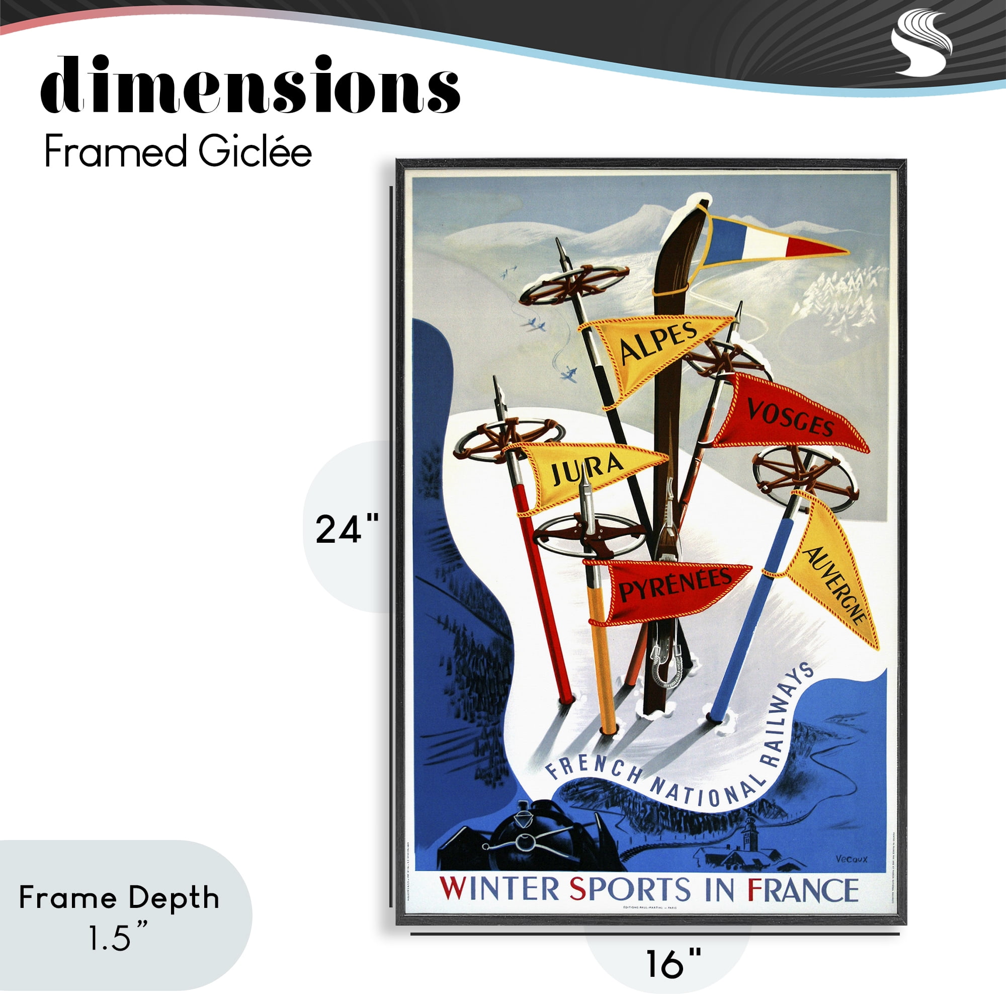 Stupell Industries Winter Sports In France Black Framed Giclee Art, design by Vintage Posters