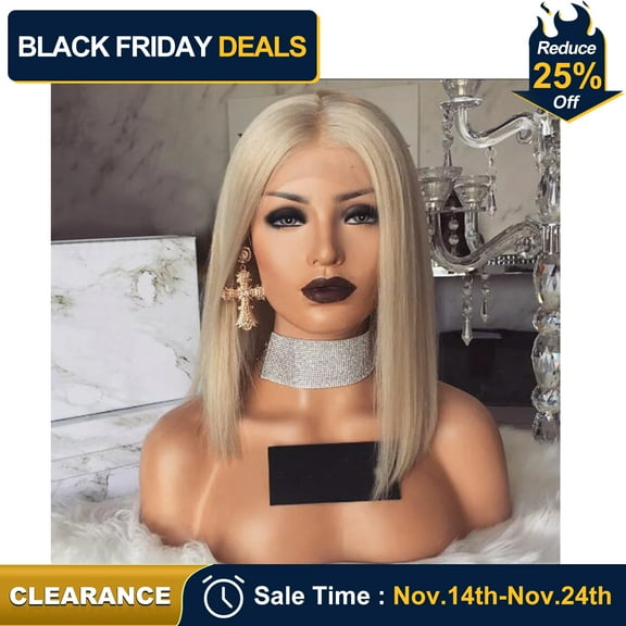 SUCS Women Blonde Remy Human Hair Wig Short Bob Full Wigs Pre Plucked Glueless Wigs