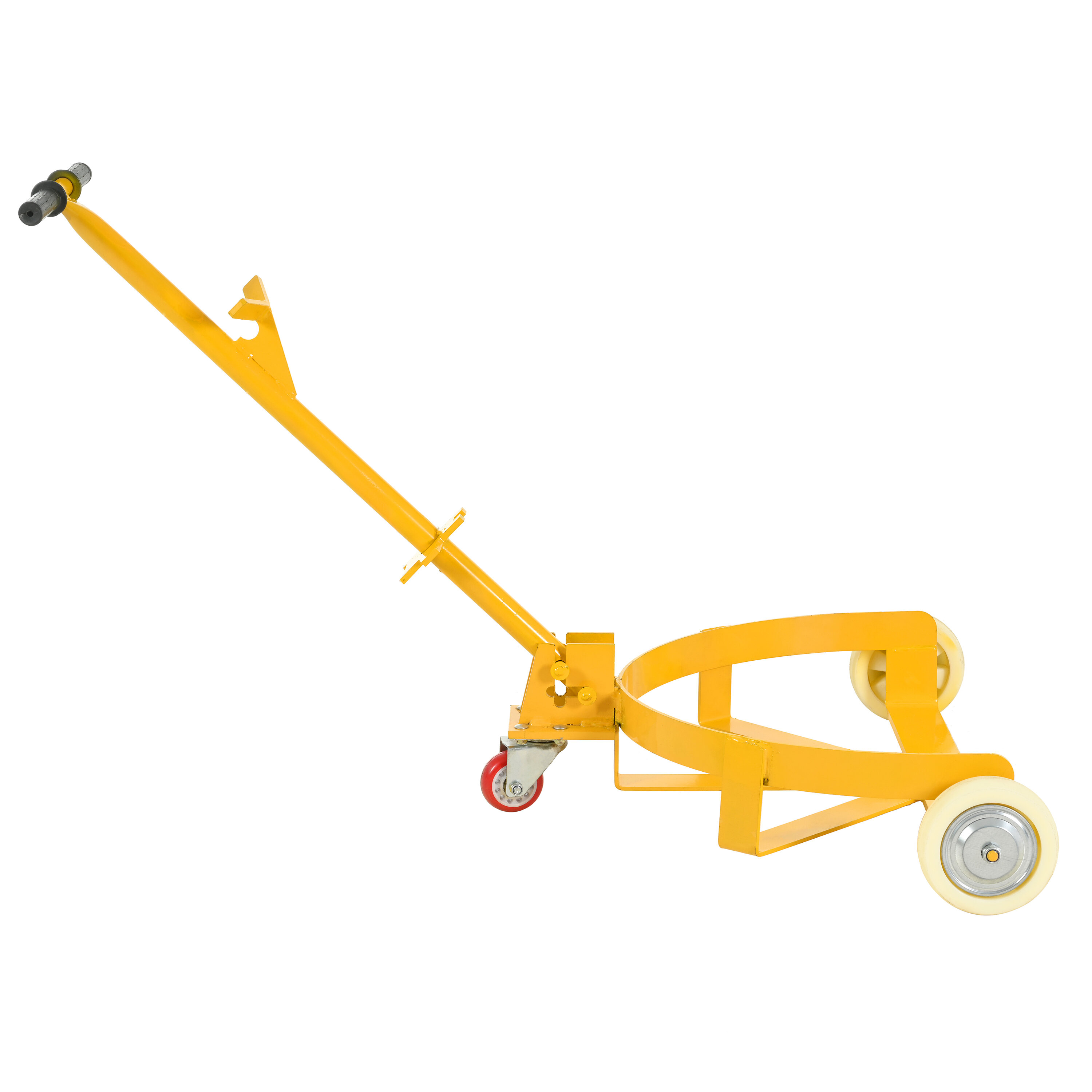 Dolly, 55 Gallon Drum Dolly, 1200lbs capacity, with 2 fixed PU Wheels and 1 swivel wheel - Low Profile Steel Oil Drum Caddy Oil Barrel Drum Roller Hand Cart, Yellow Hand Truck,Steel Furniture Dolly