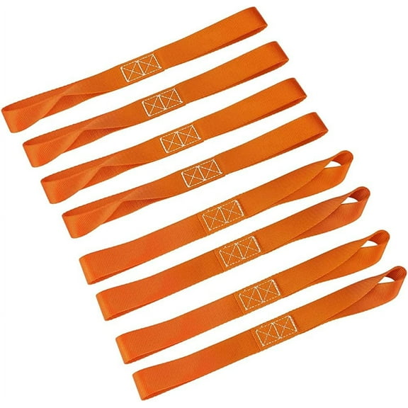 1" x 12" Double Loops Lashing Loops Straps for Motorcycle, ATV, UTV, Bicycle - 2300 Lbs (Orange, 8 pieces)