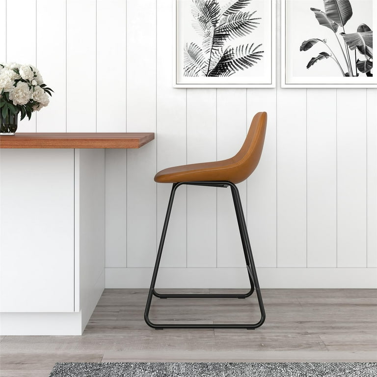 Camel leather online counter height stools