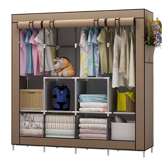 Closet Ropero Armable Grande Guardaropa Organizador Zapatera Color Marrón