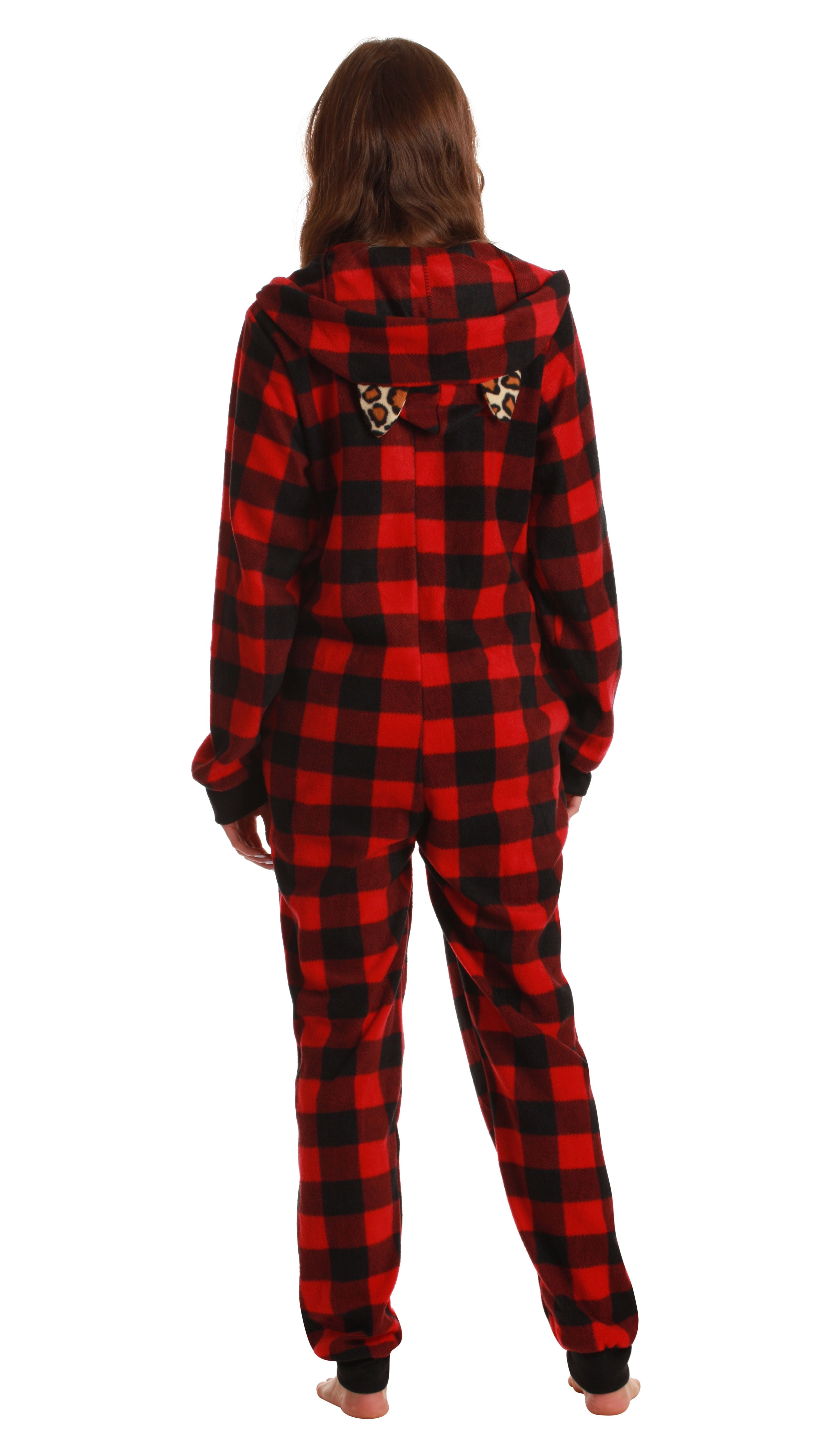 Just Love Adult Bodysuit with Animal Prints / Pajamas (Buffalo Plaid, Medium)