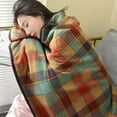 thumbnail image 3 of AUQ Poncho Classic Plaid Pattern Shawl Wraps for Women Premium Polyester Shawl,Style1Blue, 3 of 4