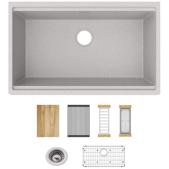 Elkay ELGRU13322WGS0 Quartz Classic 33" Undermount Single Basin Quartz Composite