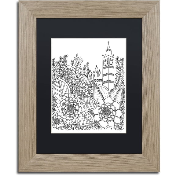 Trademark Fine Art "Big Ben" Canvas Art by KCDoodleArt Black Matte, Birch Frame