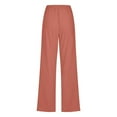 thumbnail image 4 of Dpytoraw Women High Waisted Wide Leg Pants Casual Drawstring Elastic Trousers Comfy Straight Leg Long Pants With Pockets Women's Casual Cargo Pants With Elastic Waist Orange L, 4 of 4