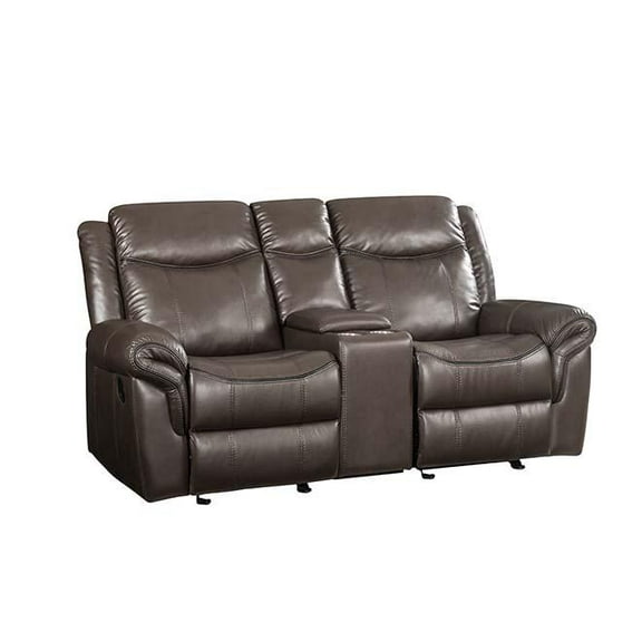 ACME Lydia Motion Loveseat with Console and USB Port in Brown Leather Aire