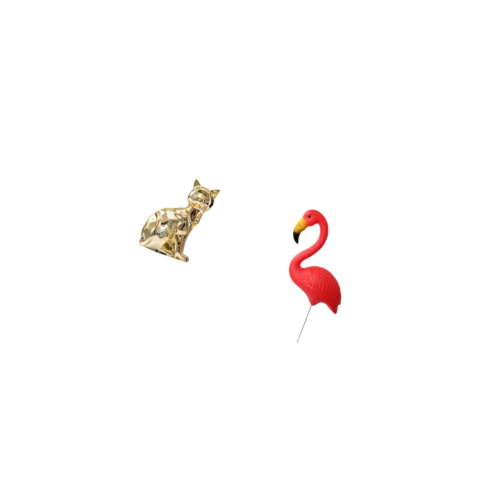 Dualoai Cat Bird Statue Decorative Figurine Animal Sculpture Art Craft Ornament for Fireplace Yard Ornament Backyard Fairy Garden Accessories Flamingo Garden Stake Sculpture for Holiday Spring