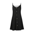 thumbnail image 4 of GXIPO Spaghetti Strap Button Down Women's Summer Dresses Sleeveless Sun Dresses Vacation V Neck A Line Resort Wear Black L, 4 of 9