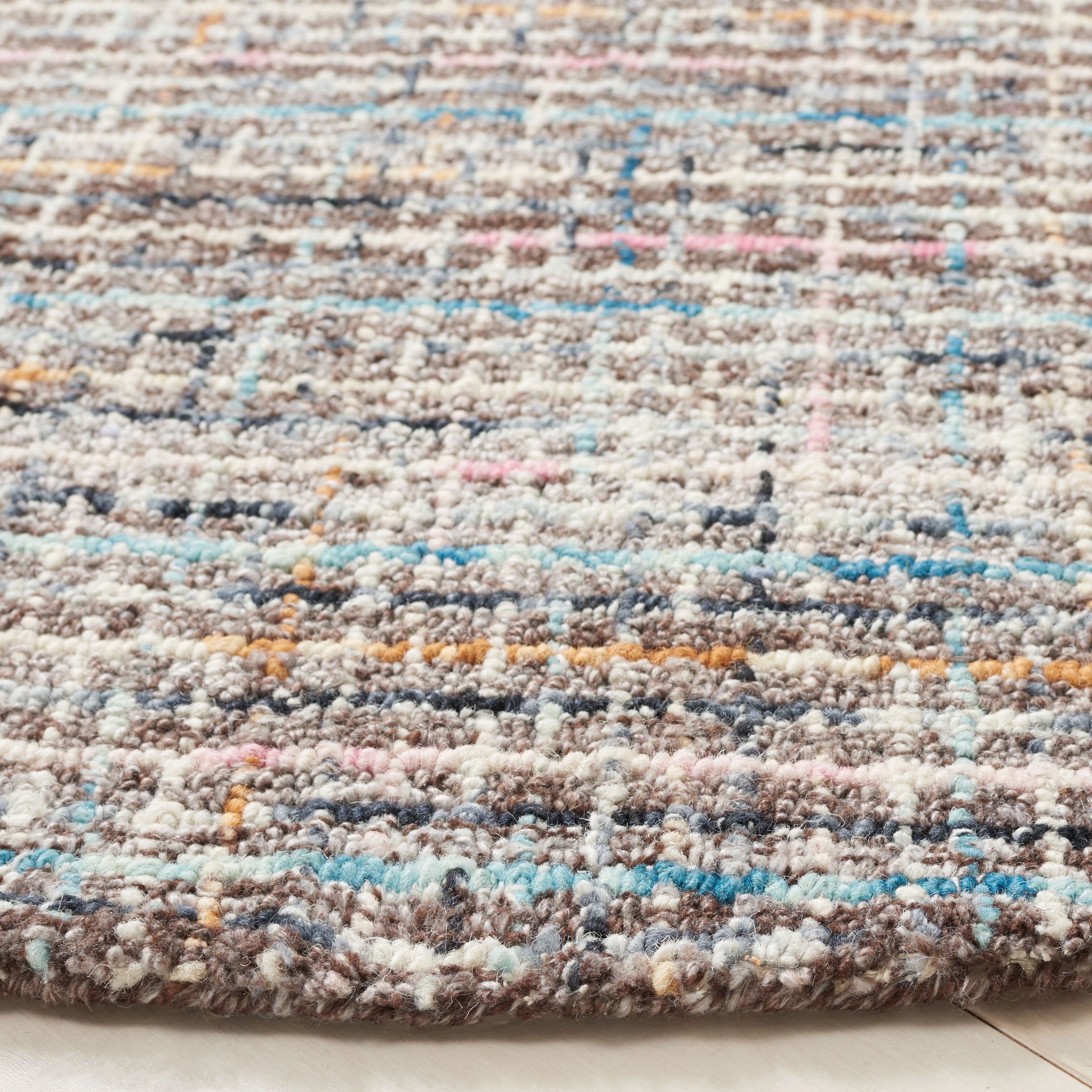 SAFAVIEH Abstract Marielle Striped Area Rug, Gray/Brown, 6' x 6' Round