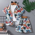 thumbnail image 4 of Boys Summer Outfits Short Sleeve Hawaiian Shirt Tops and Shorts Vacation Set for Kids Summer Clothes Set, 4 of 6