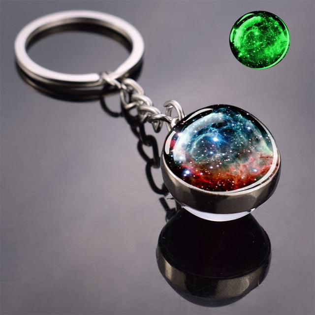 Glow In The Dark Multicolor Planet Galaxy Keychain Universe Key Chain Outer Space Astronomical Jewelry Glass Ball Keyring tzw