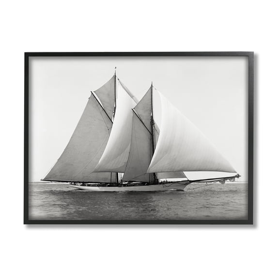Stupell Industries Majestic Ship Ocean Photography Coastal Painting Black Framed Art Print Wall Art