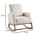 thumbnail image 5 of Clair Rocking Chair- Natural  Brown Solid Wood- Beige Button Tufted, 5 of 5
