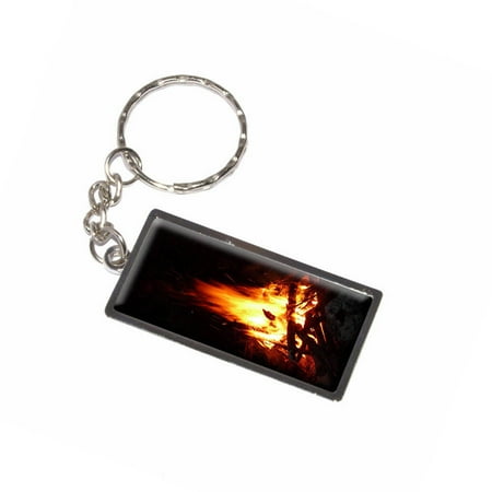 Campfire Camp Camping Fire Pit Logs Flames Keychain Key Chain Ring