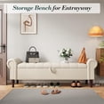 thumbnail image 7 of YOUDENOVA 60" Storage Bench for Bedroom Queen Leather Storage Bench with Button, Upholstered Bedroom Bench with Rolled Arms for Living Room, Entryway,Beige & Brown Legs, 7 of 7