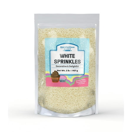 Unpretentious Ivory Jimmies Sprinkles, 2 lb, Light Ivory, Perfect for Festivities, Clear Resealable Bag, Dessert Decorating