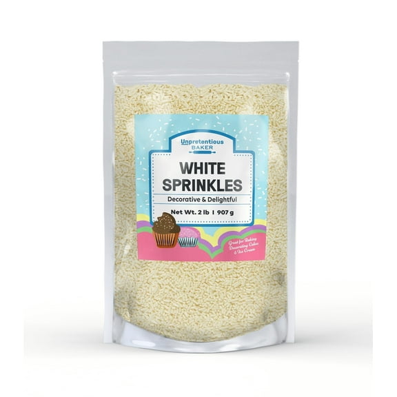 Unpretentious Ivory Jimmies Sprinkles, 2 lb, Light Ivory, Perfect for Festivities, Clear Resealable Bag, Dessert Decorating